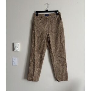 J McLaughlin Womens 6 Small Paisley Cotton Jeans Slim‎ Stretch Tan Brown